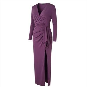 💜 Purple V-Neck Dress with High Slit - Size 2x (NWOT)